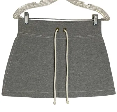 J Crew Mini Skirt Women’s XS Gray Cotton Blend Athletic Pull On Y2K Rope Tie • $14.88