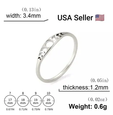 Moon Phase Ring Stainless Steel Crescent Moon Women Rings Witch Amulet Jewelry  • $4.99