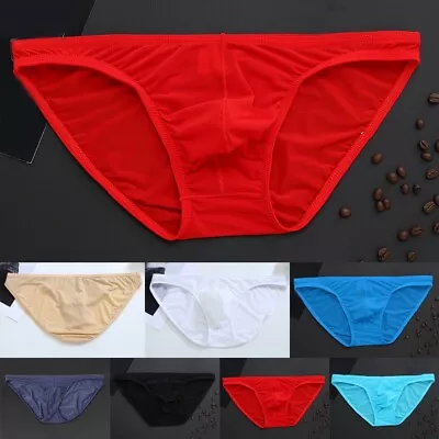 £5.02 • Buy Mens Comfy Breathable Briefs See Through Bulge Pouch Underwear Underpants Panty
