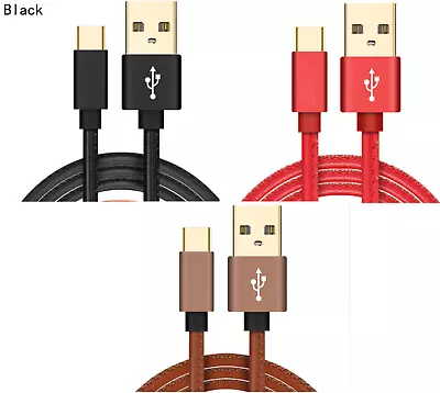 $6.05 • Buy LEATHER FAST CHARGE 2.4A USB-C 3.1 Type C Charger Cable Adapter Lead TOP QUALITY