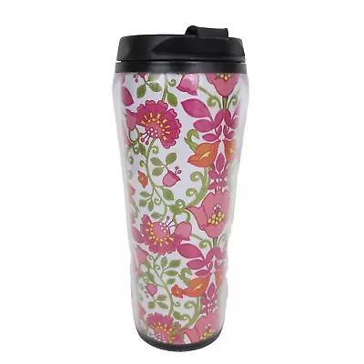 VERA BRADLEY Insulated Travel Coffee Mug Cup Tumbler 16 Oz. Pink Orange Floral • $11.87