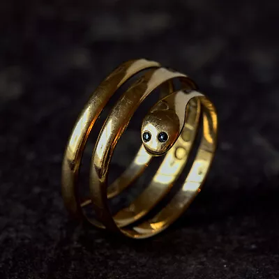 Lovely Antique Art Deco English 15k Gold Diamond Coiled Snake Ring 1931 • $1650