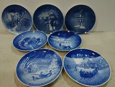 B&G Christmas Plates Blue & White Denmark Porcelain 7 Plates 1968 - 1974 • $24.99