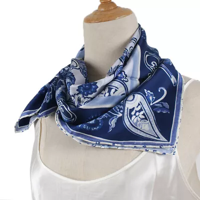 Men's 100Silk Scarf Twill Square Neckerchief Paisley Suit Shirt Blue Multicolour • $14.44