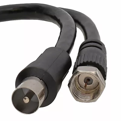 Coaxial F Type Connector Male Plug To RF Aerial Male Plug RG59 Cable  0.5m Black • £2.77