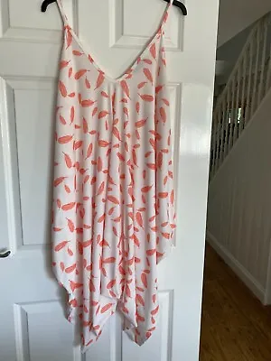 £4 • Buy Bnwots White Feather Print Loose Fit 'harem' Style Jumpsuit Size18