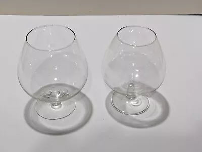 Set Of 2 Large Vintage Clear Glass Brandy Snifters - Two Sizes • $8.99