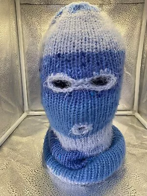 Ski Mask Balaclava Light Blue/Blue 3 Hole Winter Hat HandMade • $20