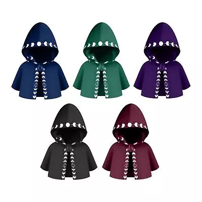 Halloween Cloak Witch Cape Cosplay Witch Cowl Hat Wizard Cloak Gothic Hooded • $22.23
