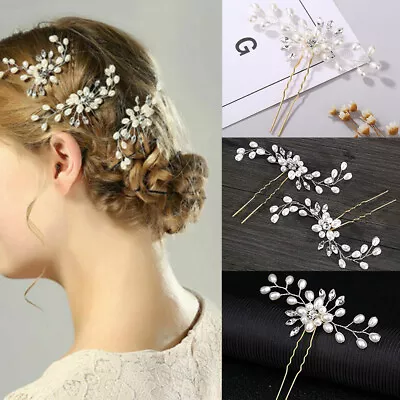 £5.59 • Buy Flower Wedding Hair Pins Comb Bridal Clips Pearl Bridesmaid Hair Accessories