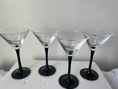 4 X Arc Martini Cocktail Glasses With Black Stems +see Details+ • £14.99