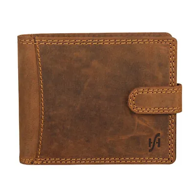 Mens Rustic Brown Genuine Leather Wallet RFID Blocking Contactless Protection • £16.99