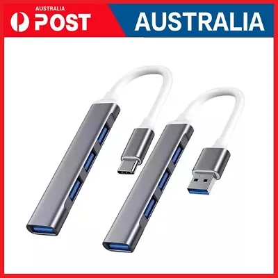 $6.75 • Buy Multi USB 3.0 Hub 4 Port High Speed Slim Compact Expansion Smart Splitter Type-C
