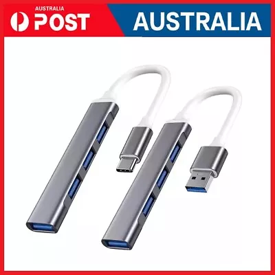 Multi USB 3.0 Hub 4 Port High Speed Slim Compact Expansion Smart Splitter Type-C • $6.73