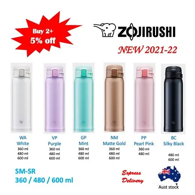 ZOJIRUSHI SM-SR One Touch Open Vacuum Insulated Bottles 360 480 & 600 Ml • $63.95