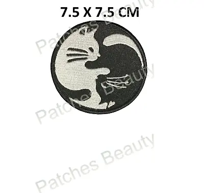 Yin Yang Cat Luck Charm Moon Embroidered Sew Iron On Patch Jacket Jeans N-1190 • £2.05