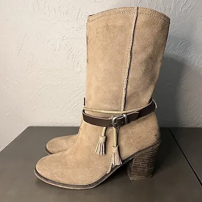 MIA Limited Edition Brown Leather Suede Heel Boots Womens Size 9 • $27.99