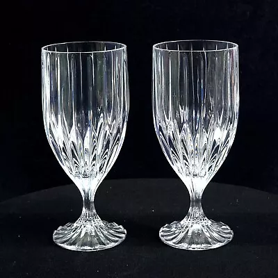 2 - Vtg Mikasa Crystal Blown Glass Park Lane 7-3/8  Ribbed Iced Tea Water Goblet • $42.25