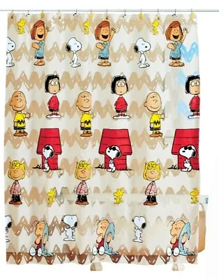 $19.99 • Buy Peanuts Snoopy, Charlie Brown And The Gang Peva  Shower Curtain.