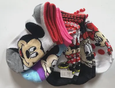 5 PAIRS Mickey/Minnie Mouse GIRLS No Show SOCKS SIZE 4-6 LL59 • $11