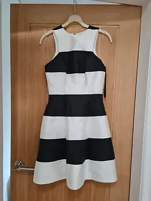 Coast Dress Black And White Striped A Line Size 6 • £10