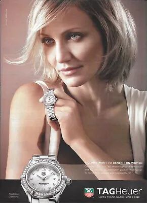 TAG HEUER Watch AQUARACER DIAMONDS Magazine Print Ad Advert  VTG Cameron Diaz • £14.45