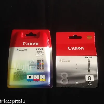 Canon 4 X Original OEM Ink Cartridges CLI-8BK CLI-8C CLI-8M CLI-8Y Multi Pack • £68.99