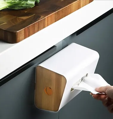 $41.97 • Buy Wooden Tissue Box Bathroom Kitchen Wood Wall Mounted Napkin Toilet Paper Holder