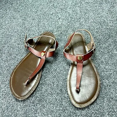 Womens Strappy Sandals Shoes BrownTag Size 6.5 Faux Leather Buckle Straps • $15.78