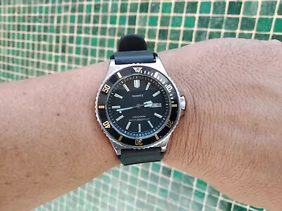 $300 • Buy Citizen Crystron Quartz Diver Water 150m Resist Screw Down Crown 44-00019