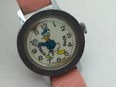 Vintage Donald Duck Wrist Watch Disney Produciton Swiss Bradley Wind-up FE1904 • $65