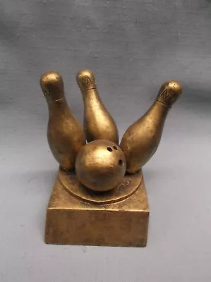 $9.95 • Buy Gold BOWLING Pins And Ball Trophy Resin Award