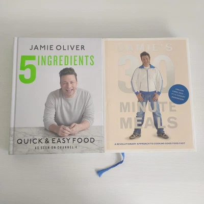 $27.95 • Buy 2x Jamie Oliver Book Set 5 Ingredients & 30 Minute Meals Hardcover Recipes Food