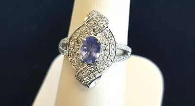 14K Solid Yellow Gold All Natural 0.60 Carat Tanzanite And Diamond Ring Size 8 • £674.14