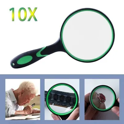 Portable 10X Magnifying Glass 50/65/75/90/100mm Handheld Magnifier For Reading~ • £6.54