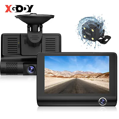 $38.20 • Buy 3 Channel Dash Cam Front Cabin Rear Car Camera Motion Detection Night Vision NEW