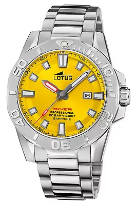 Lotus Mens Wrist Band Watch Diver Yellow • £142.68