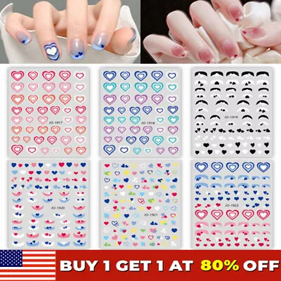 3D Gradient Blooming Love Nail Stickers French Tip Heart Nail Decals Design DIY♡ • $7.59