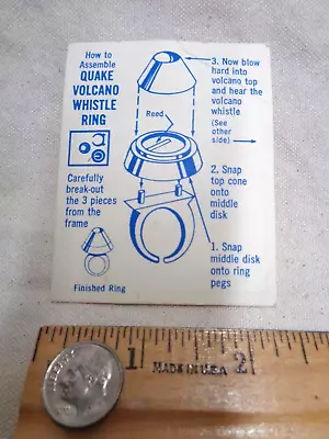 1968 QUAKE Cereal Box Volcano Ring Instruction Card Vintage NO RING Read ! • $24