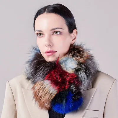Womens Scarves Real Fox Fur Collar Wraps Shawl Stole Winter Warmer Neckerchief  • $30.99