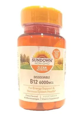 Sundown Dissolvable B12 6000mcg Microlozenges (60 Ct) - FREE SHIPPING! • $6.99