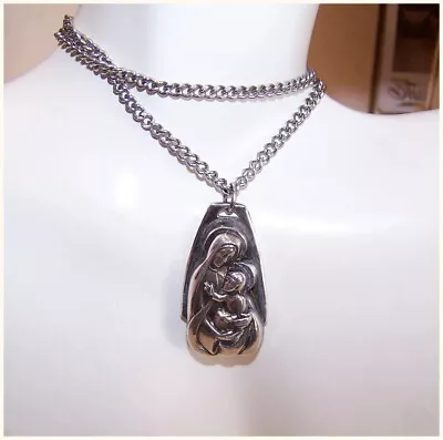 Creed Sterling Silver Religious Necklace - Madonna & Child Pendant W/ 24  Chain • $125