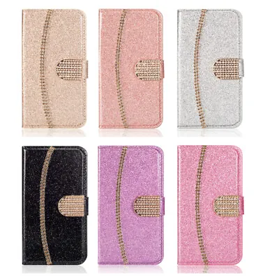 Bling Flip Folio Leather Wallet Case For Samsung S7 S8 S9 S6 S10 Plus S21 S20 FE • $14.29