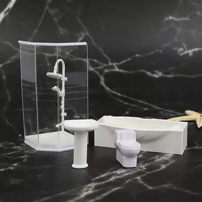 1:25 Dollhouse Miniature Bathroom Set Shower Room Toilet Bathtub Sink Model :-h • $8.56