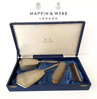 MAPPIN & WEBB London Sterling Silver VANITY SET In Original Box MIRROR 4 PCS • $299