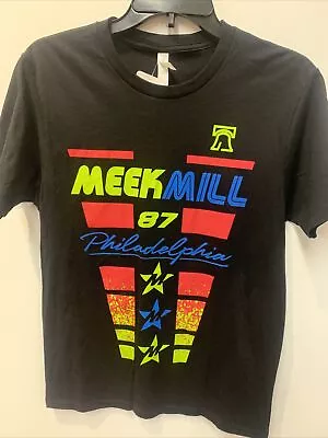 Meek Mill 87 Philadelphia T-Shirt Black Neon Graphic Liberty Bell - Men’s Small • $19.99