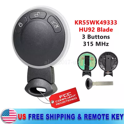 For 2007 2008 2009 2010 2011 2012 2013 Mini Cooper Remote Key Fob KR55WK49333 • $15.89