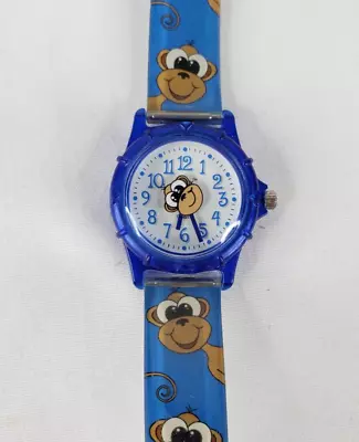 Kids Lucky By Dingbats Blue Plastic Monkey Face Second Hand Analog Watch WORKS • $7.19