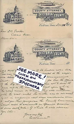 1896 VICTORIA TEXAS George Murat Thurmond Joseph Vandenberge LETTERHEAD UCV • $175