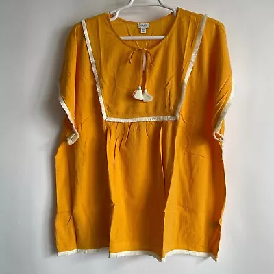 J.Crew Factory Fringe Tunic Cover Up Swim Beach Wear Size 3X Yellow G4885 New • $31.85